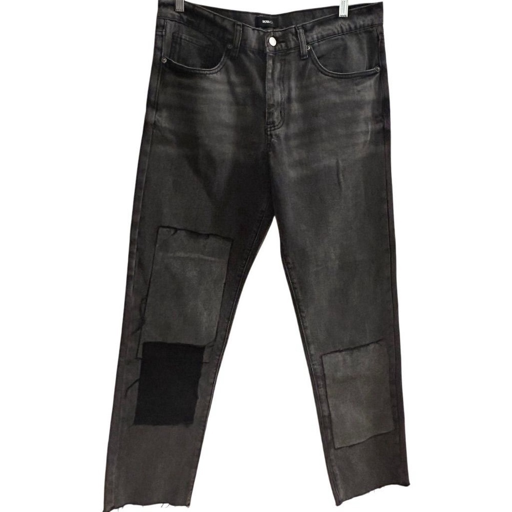 Novamen Men's Black‎ Patchwork Denim Jeans Size 34 Straight Fit